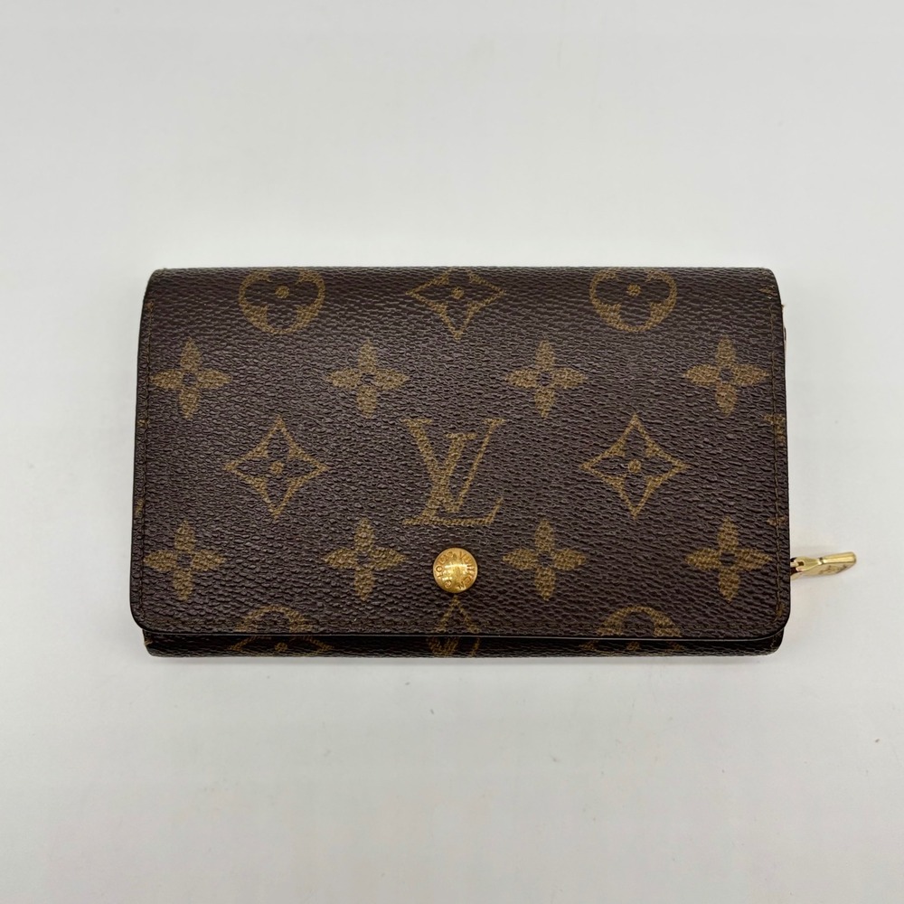 Louis Vuitton Monogram Bifold Wallet Brown RA0913 Vintage French Made